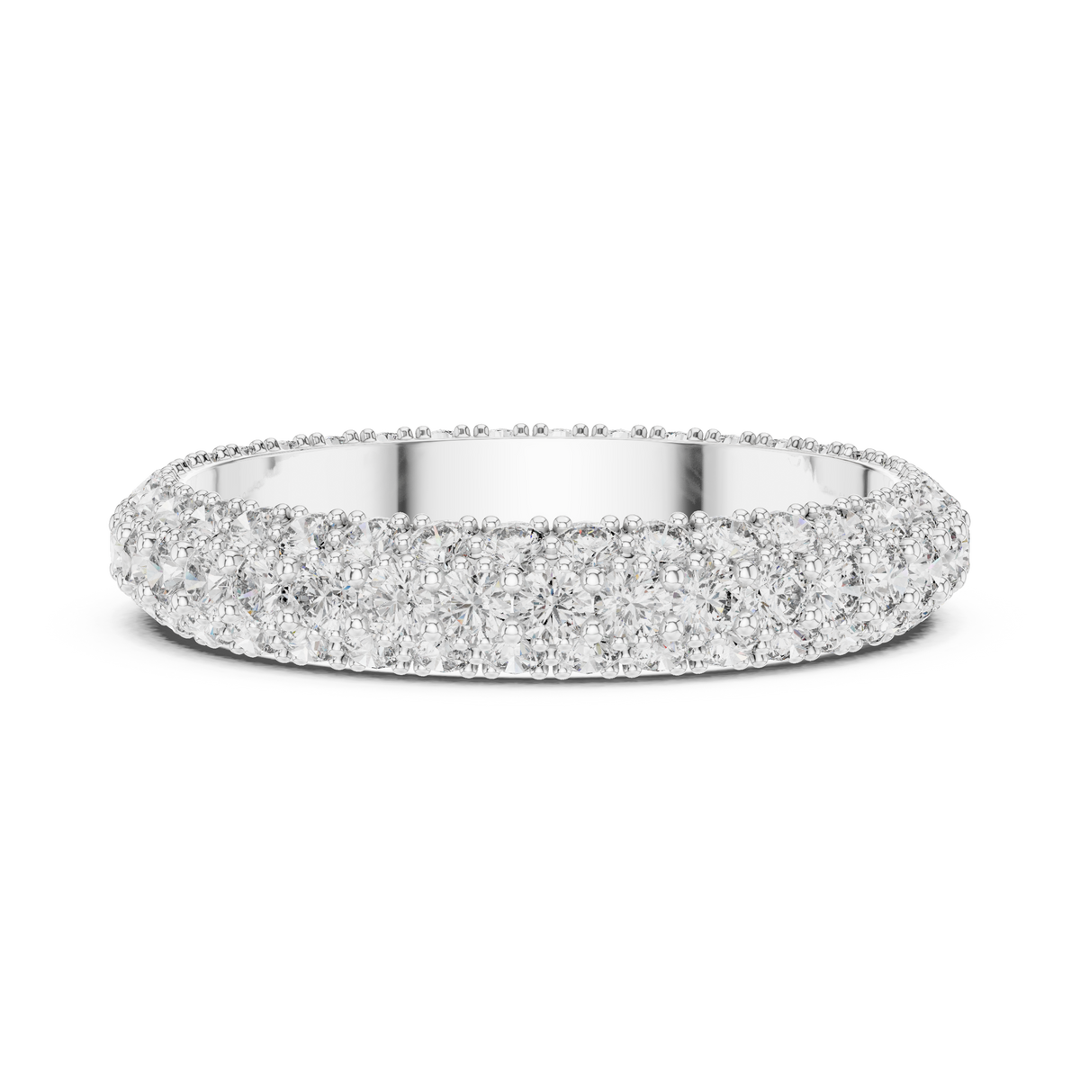 Triple Row Lab-Grown Diamond Band Ring, White Gold