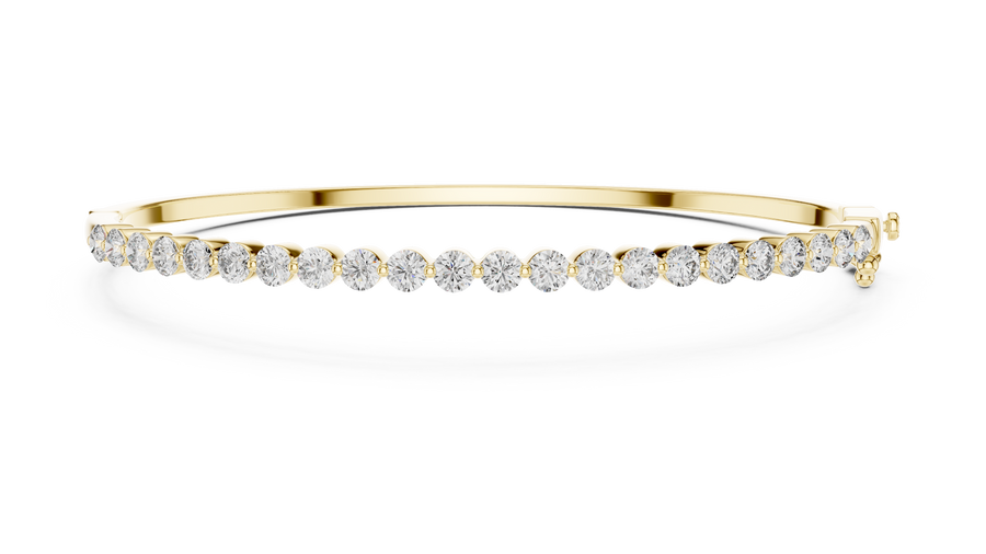 Classic Round Lab Grown Diamond Bangle Bracelet, Yellow Gold