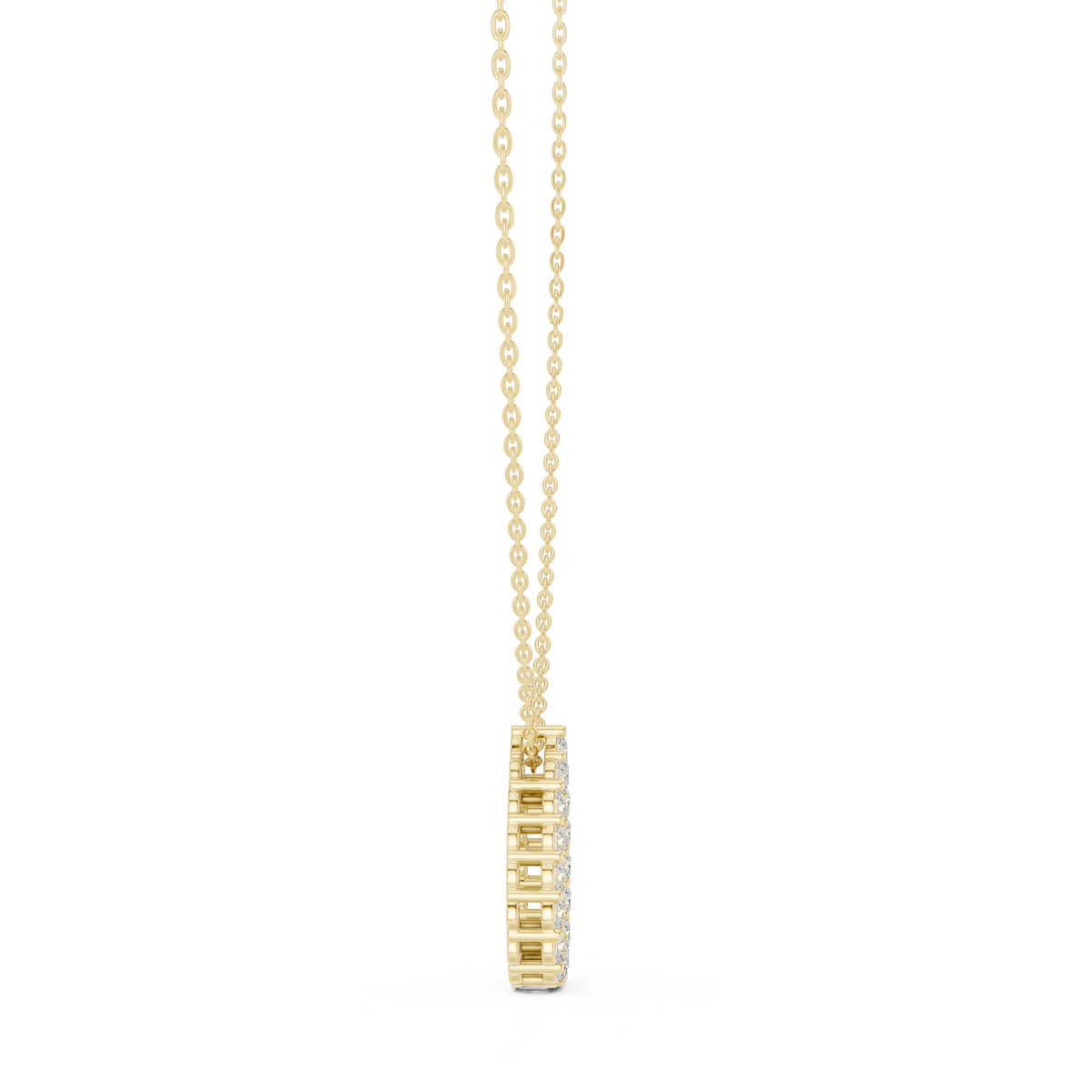 Round Lab Grown Diamond Open Pear Pendant, Yellow Gold