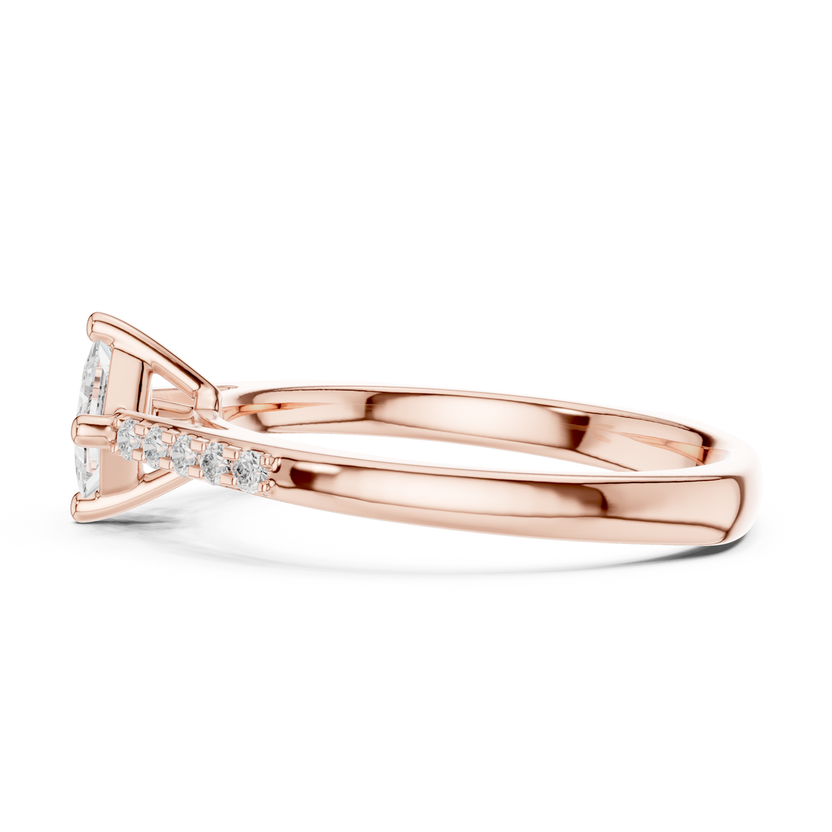 Princess Cut Lab Grown Diamond Daily Wear Casual Ring, Rose Gold