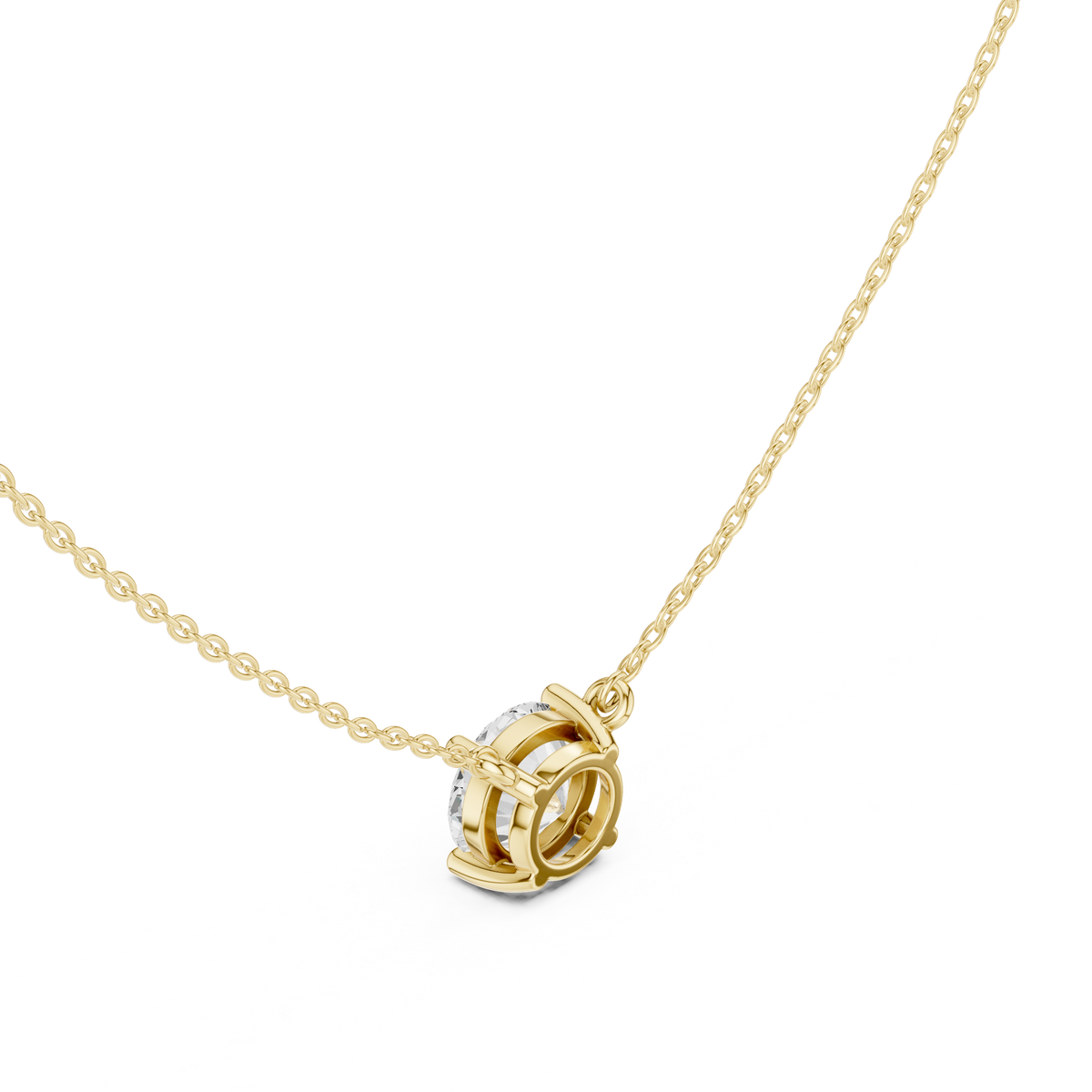 Classic Round Brilliant Lab Grown Diamond Solitaire Pendant, Yellow Gold