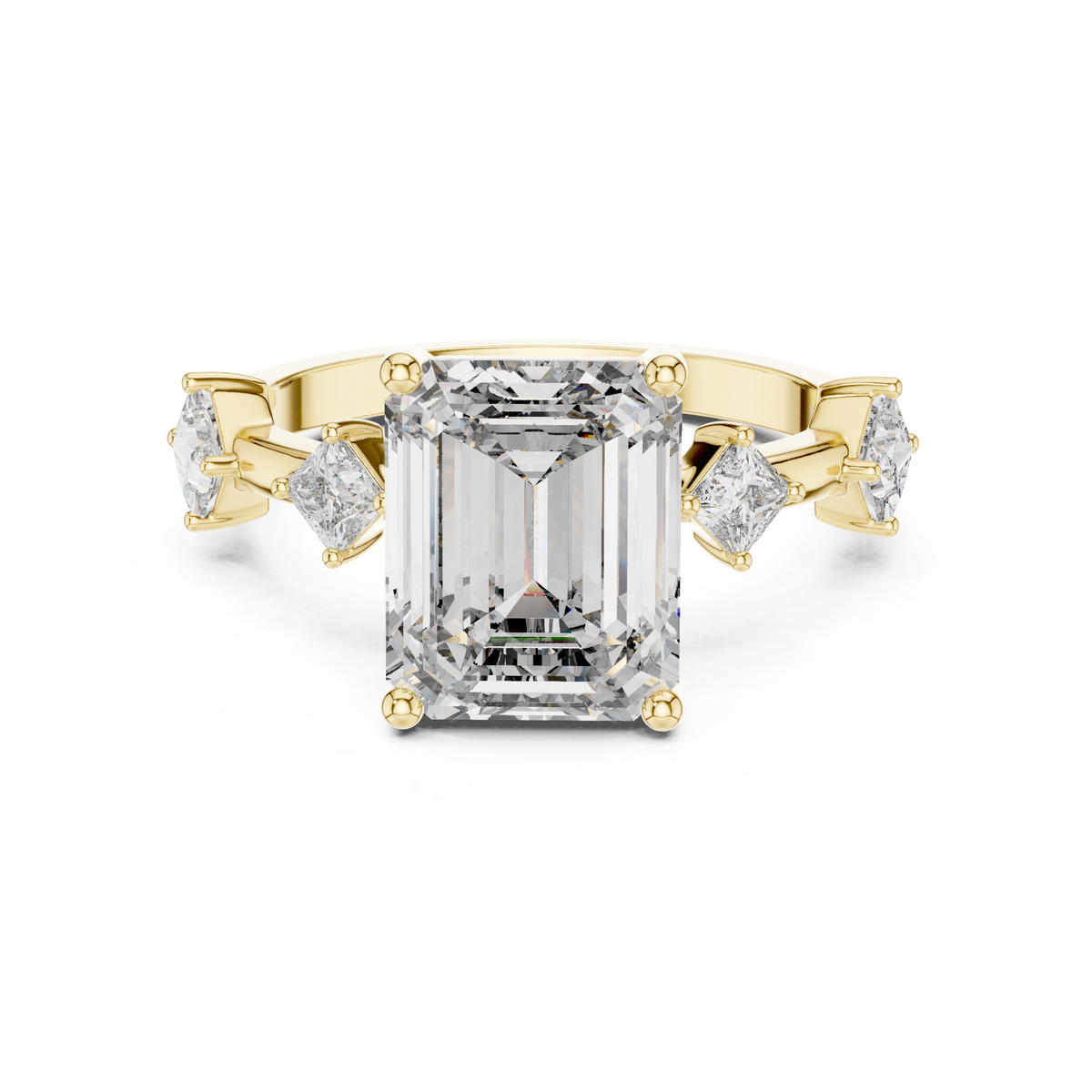 IGI Certified Emerald Lab Grown Diamond Statement Ring, Yellow Gold