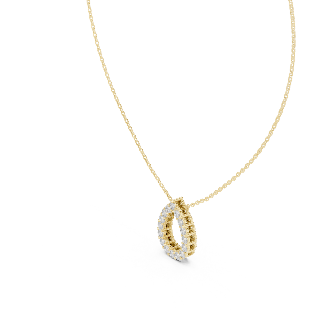 Round Lab Grown Diamond Open Pear Pendant, Yellow Gold