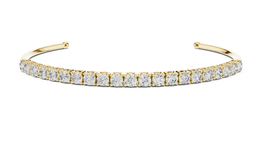 Classic Round Lab Grown Diamond Open Cuff Bracelet, Yellow Gold
