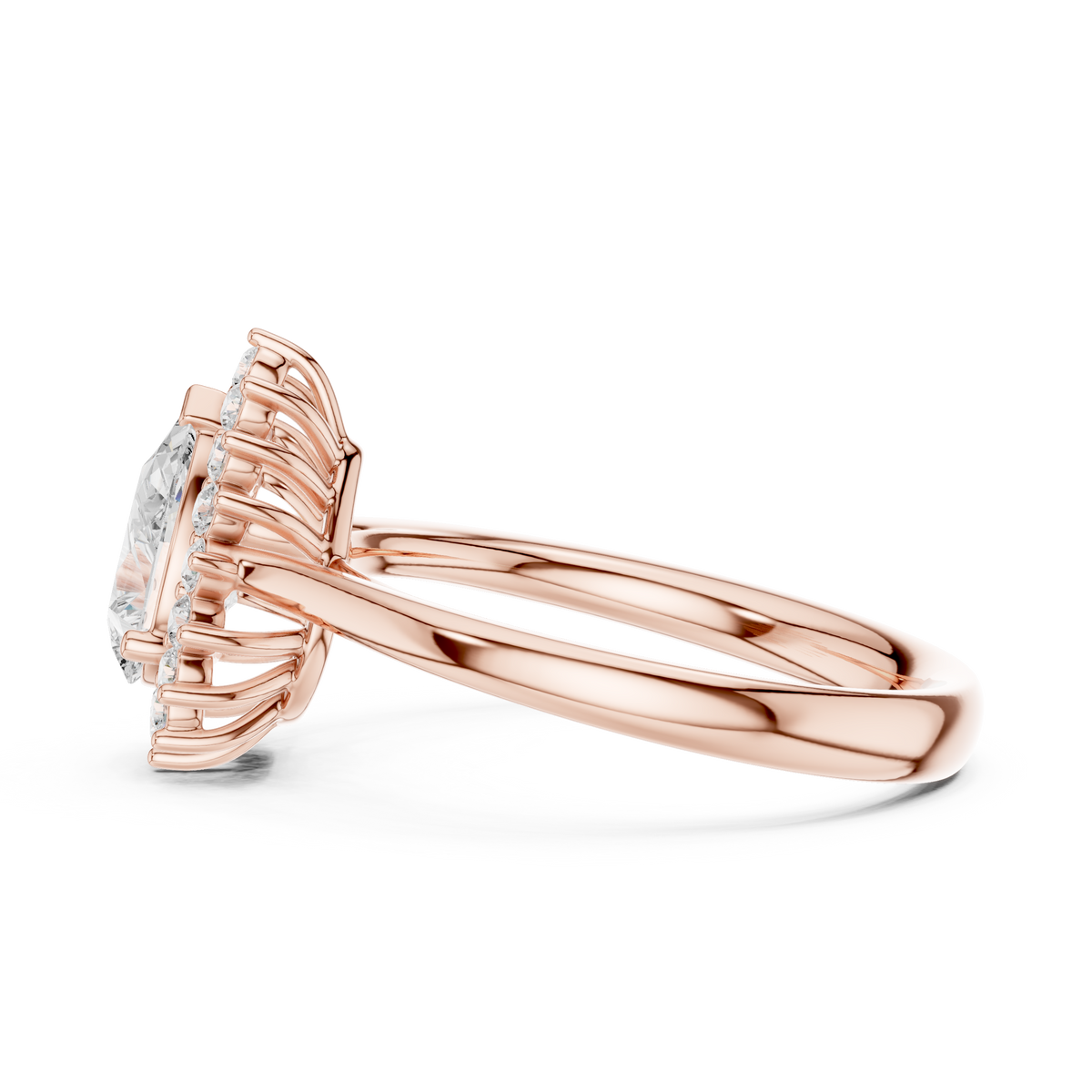 Pear Cut Lab Grown Diamond Halo Ring IGI Certified, Rose Gold
