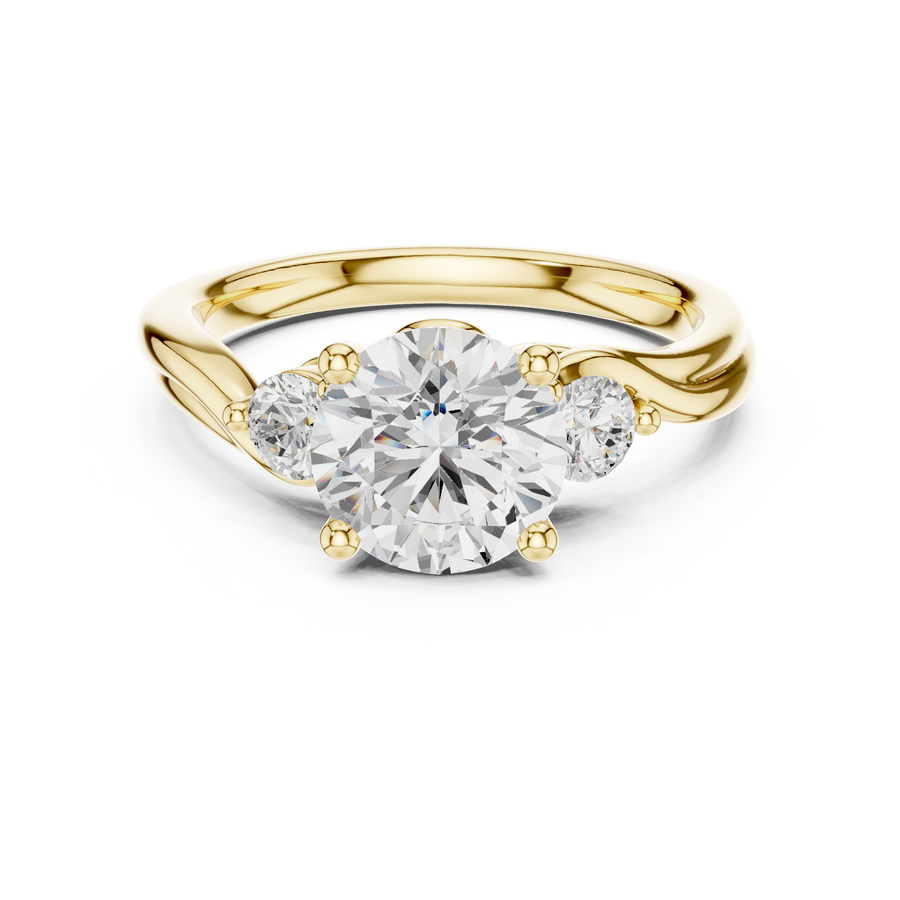 Round Cut Lab-Grown Diamond Twisted Band Anniversary Ring, Yellow Gold