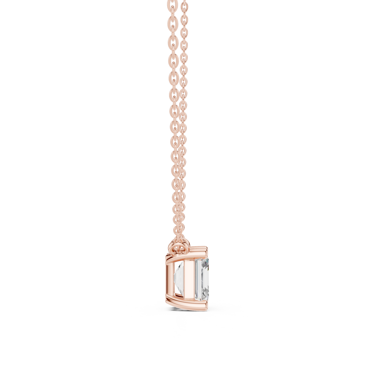 Asscher Cut Lab Grown Diamond Solitaire Pendant, Rose Gold