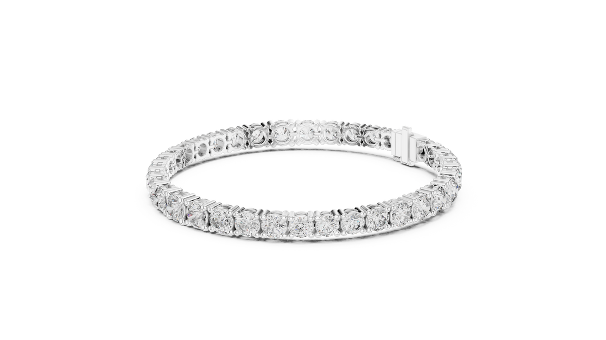 IGI Certified Round Lab Grown Diamond Tennis Bracelet, White Gold