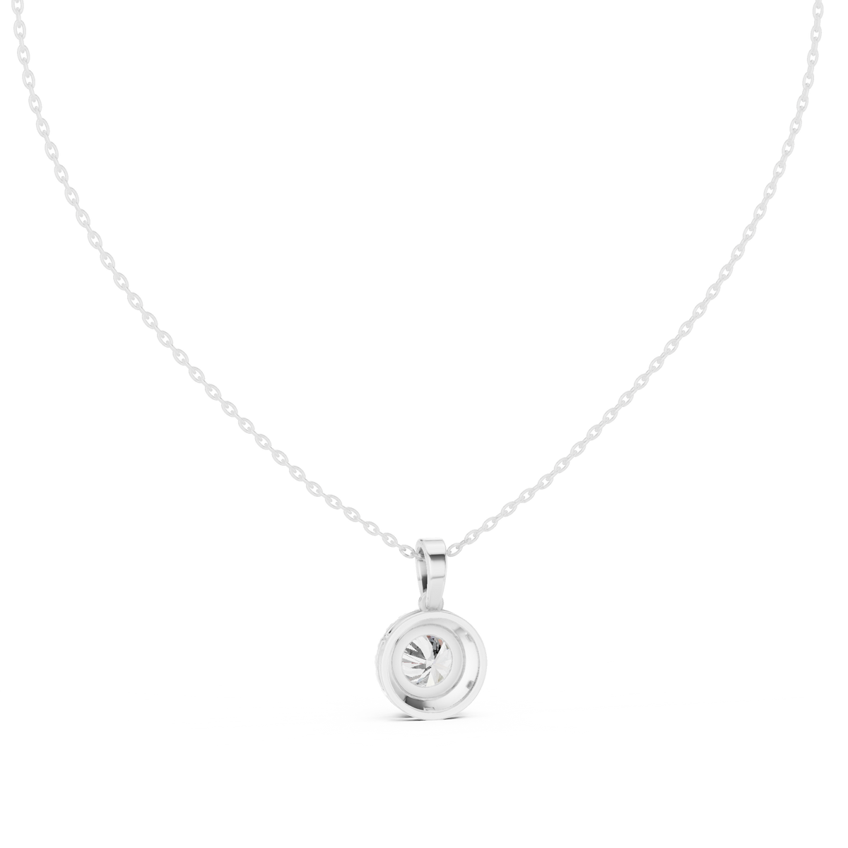 IGI Certified 2 Carat Round Halo Lab Grown Diamond Pendant, White Gold