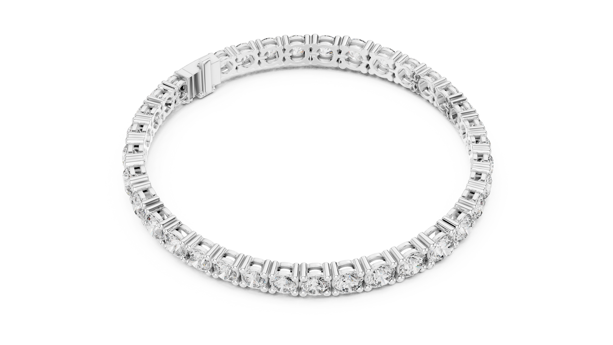 IGI Certified Round Lab Grown Diamond Tennis Bracelet, White Gold