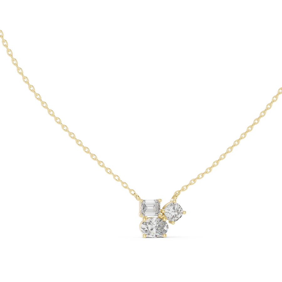 Trio Multi Shape Lab Grown Diamond Pendant, Yellow Gold