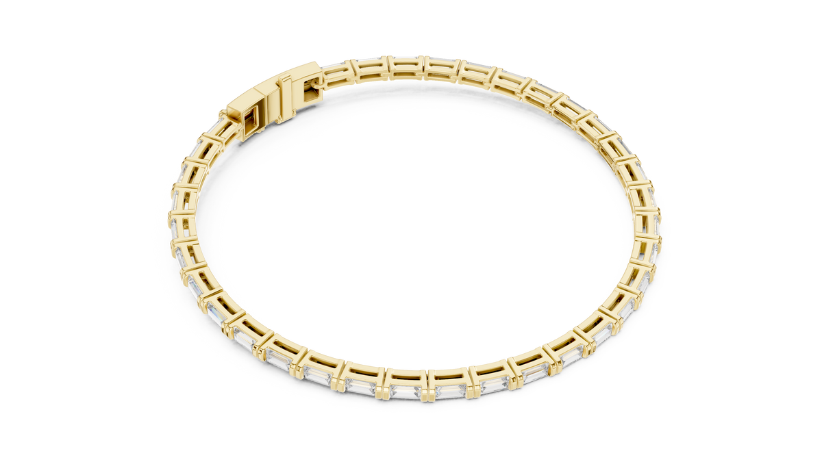 Baguette Lab Grown Diamond Tennis Bracelet, Yellow Gold