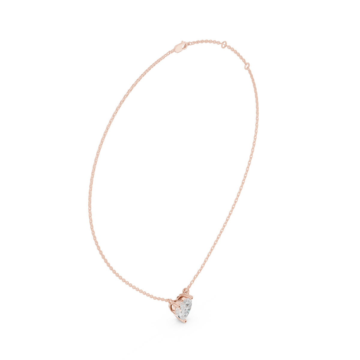Heart IGI Certified Lab Grown Diamond Solitaire Pendant, Rose Gold