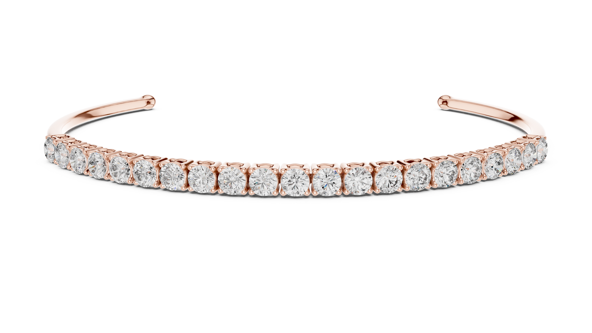 Classic Round Lab Grown Diamond Open Cuff Bracelet, Rose Gold
