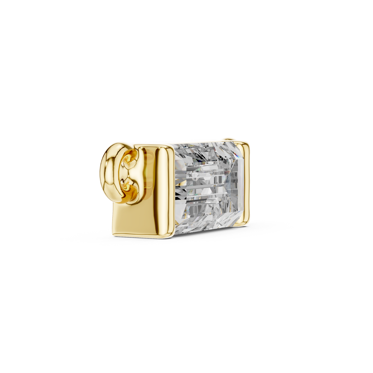 Baguette Lab Grown Diamond Solitaire Pendant, Yellow Gold