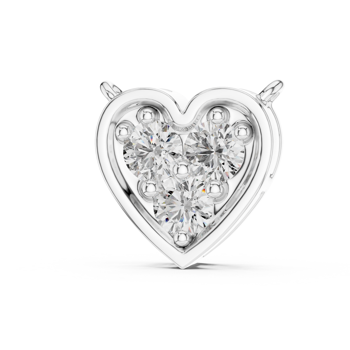 Three Stone Heart Lab Grown Diamond Pendant, White Gold
