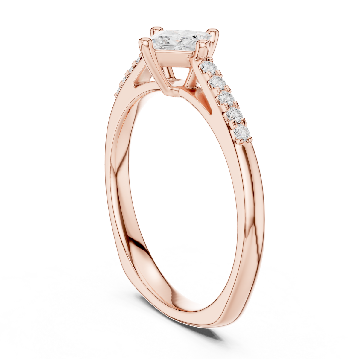 Princess Cut Lab Grown Diamond Daily Wear Casual Ring, Rose Gold