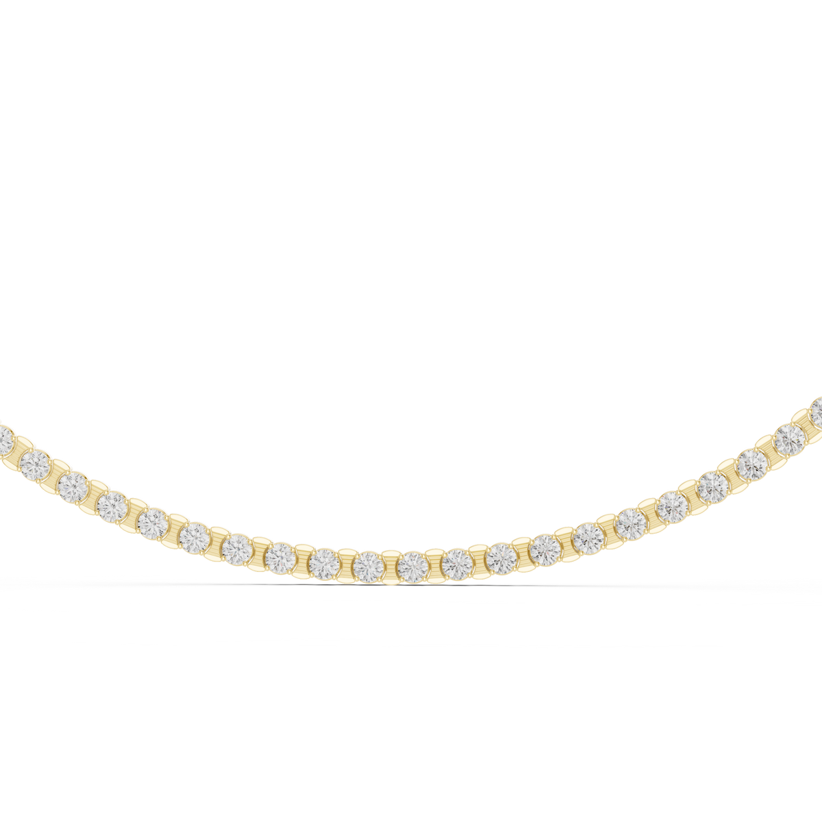 IGI Certified Round Lab Grown Diamond Tennis Necklace, Yellow Gold