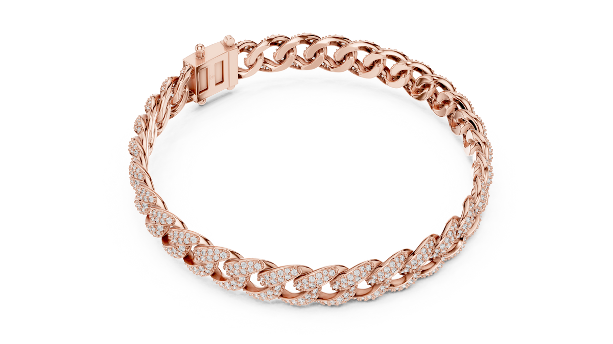 Cuban Link Pavé Lab Grown Diamond Bracelet, Rose Gold
