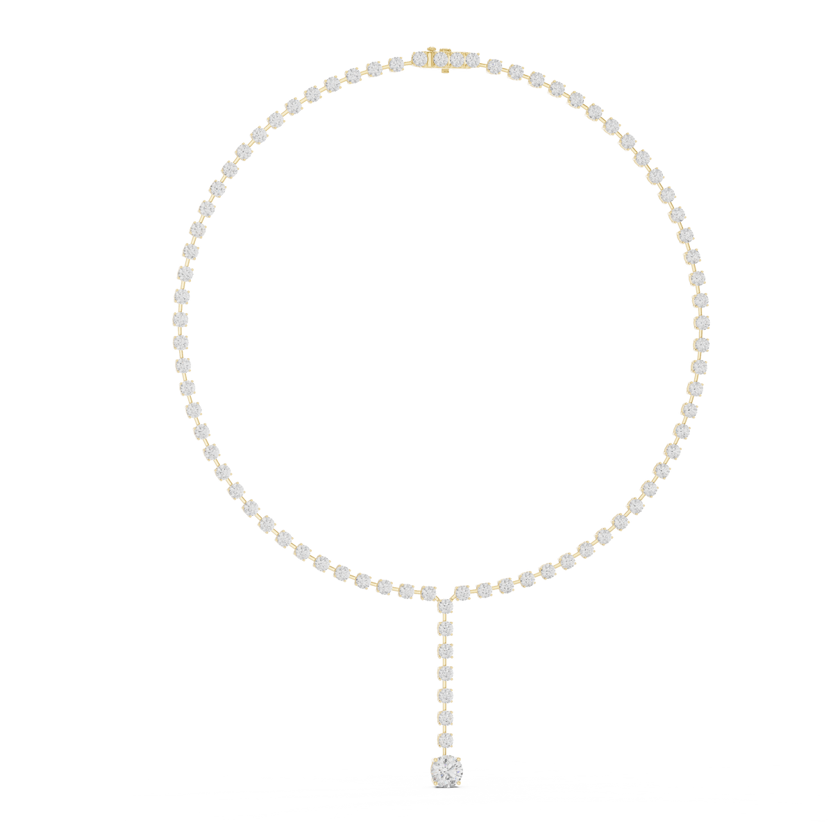 Round Lab Grown Diamond Drop Tennis Necklace in 14K Gold, Yellow Gold