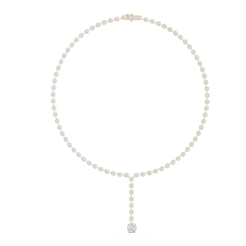 Round Lab Grown Diamond Drop Tennis Necklace in 14K Gold