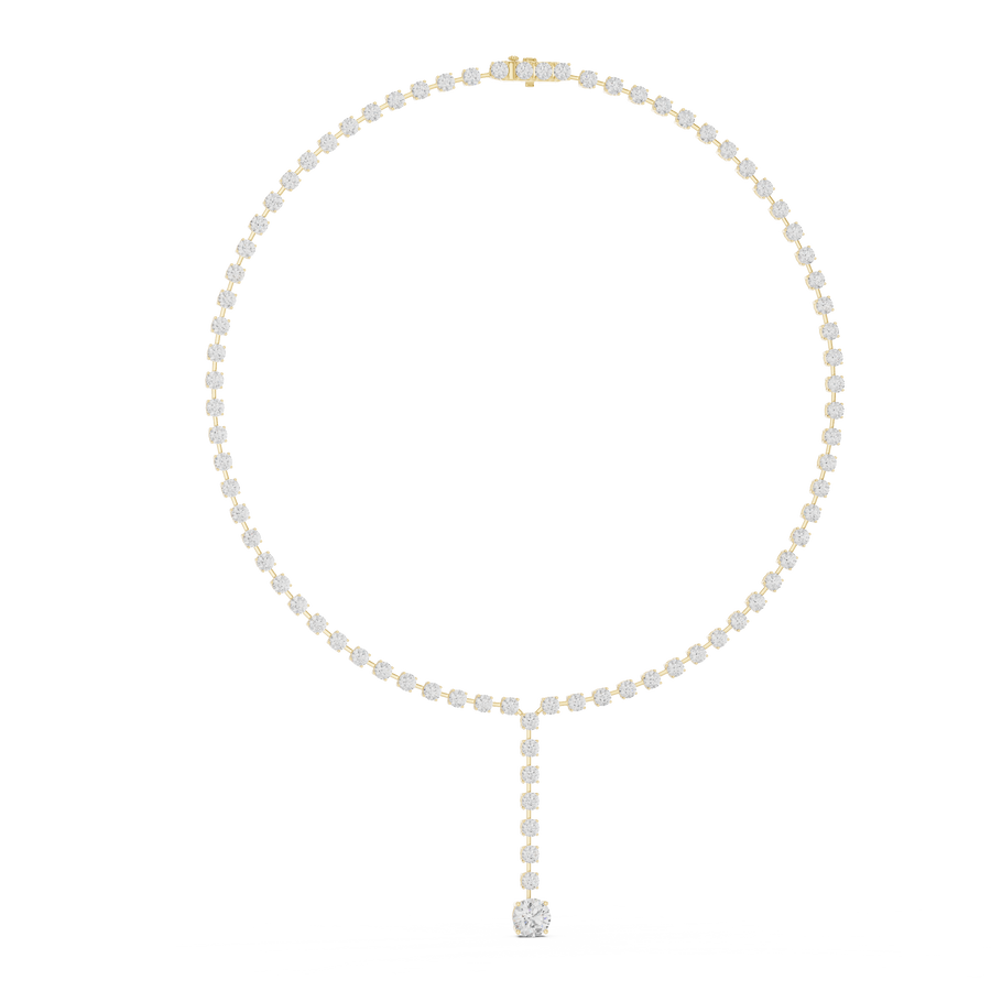 Round Lab Grown Diamond Drop Tennis Necklace in 14K Gold, Yellow Gold