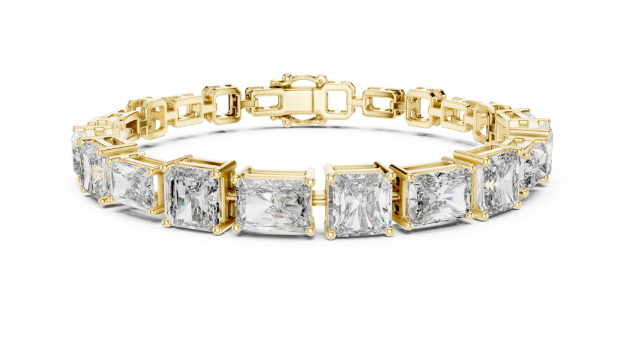 Mixed Radiant & Emerald Lab Grown Diamond Tennis Bracelet, Yellow Gold