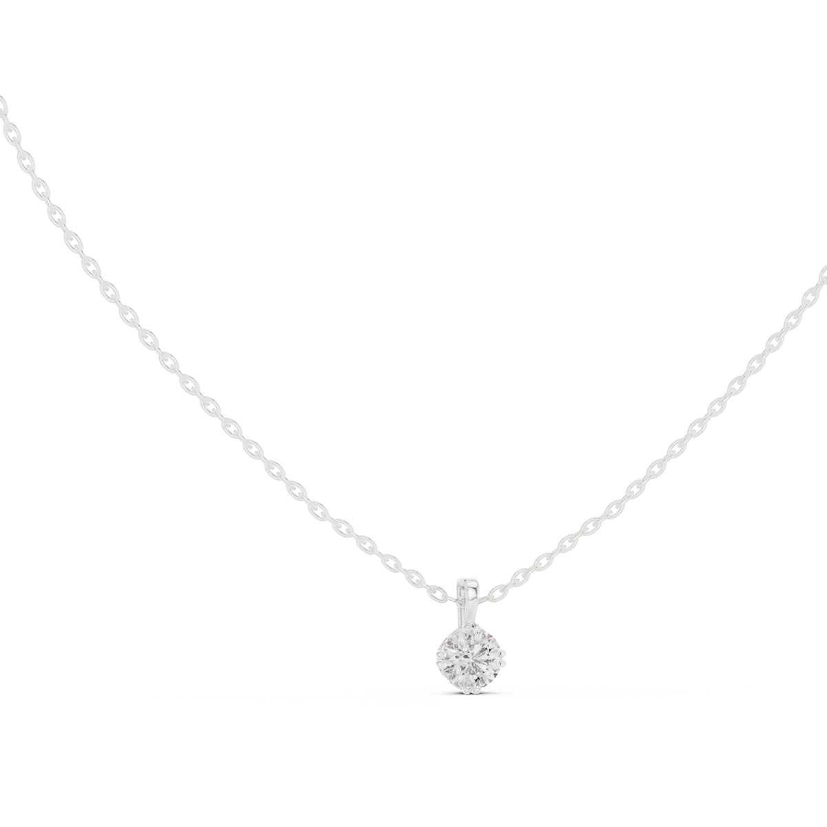 Round Cut 0.50 CT Lab Grown Diamond Solitaire Pendant, White Gold
