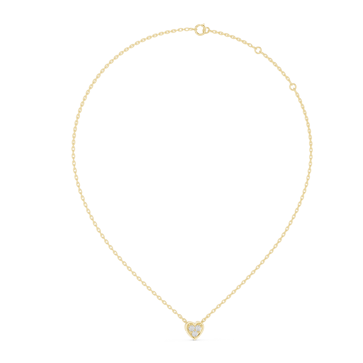 Three Stone Heart Lab Grown Diamond Pendant, Yellow Gold