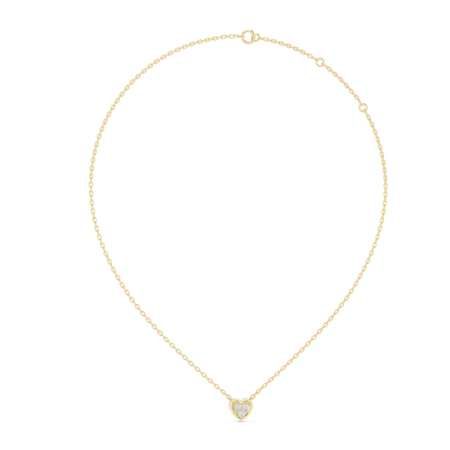 Three Stone Heart Lab Grown Diamond Pendant, Yellow Gold