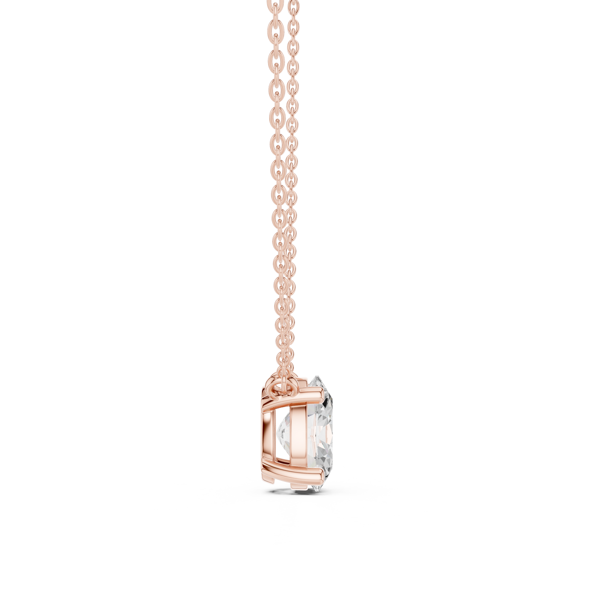 Classic Oval Cut Lab Grown Diamond Solitaire Pendant, Rose Gold