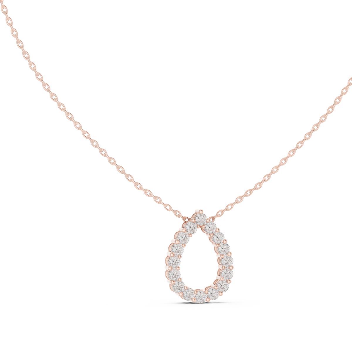 Round Lab Grown Diamond Open Pear Pendant, Rose Gold