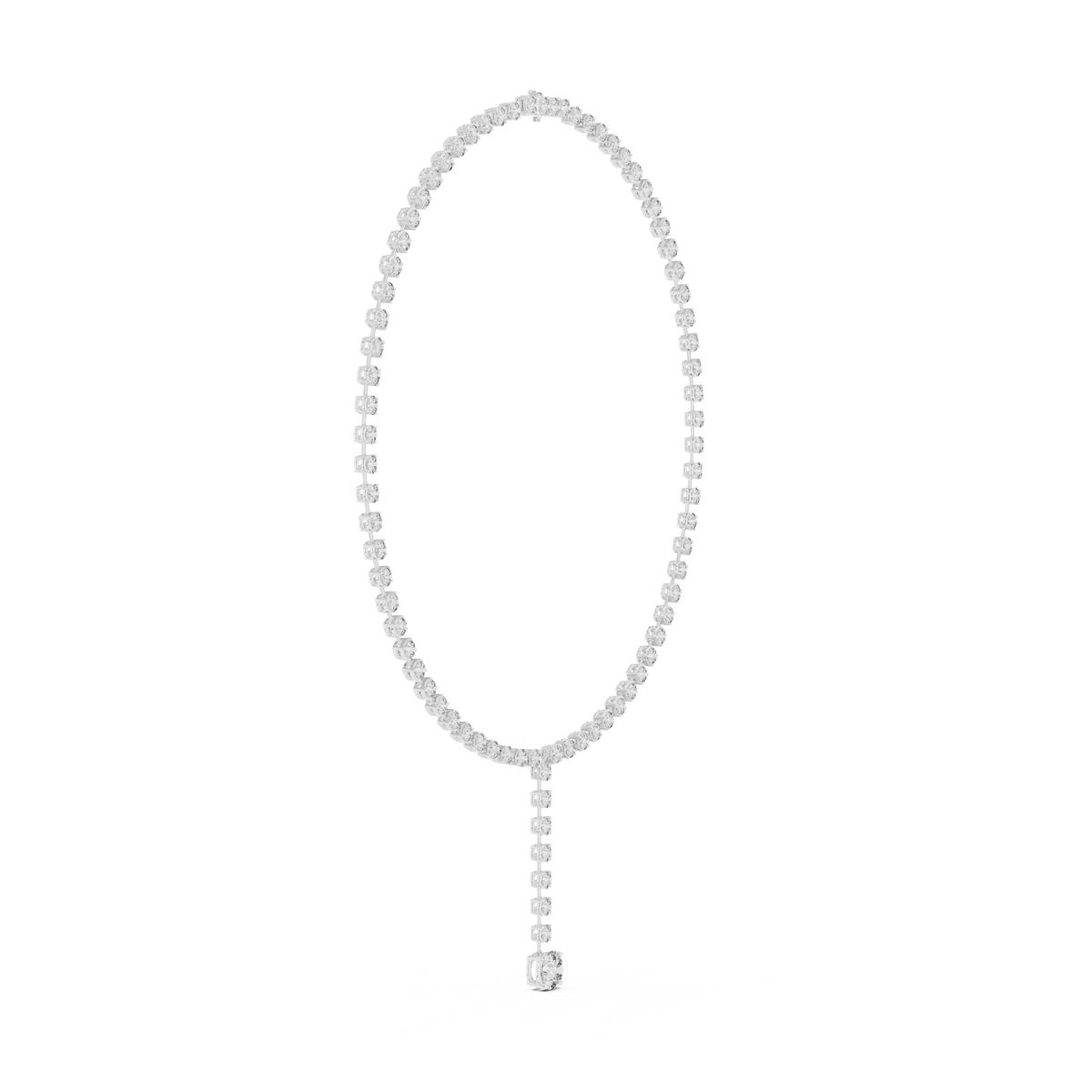 Round Lab Grown Diamond Drop Tennis Necklace in 14K Gold, White Gold