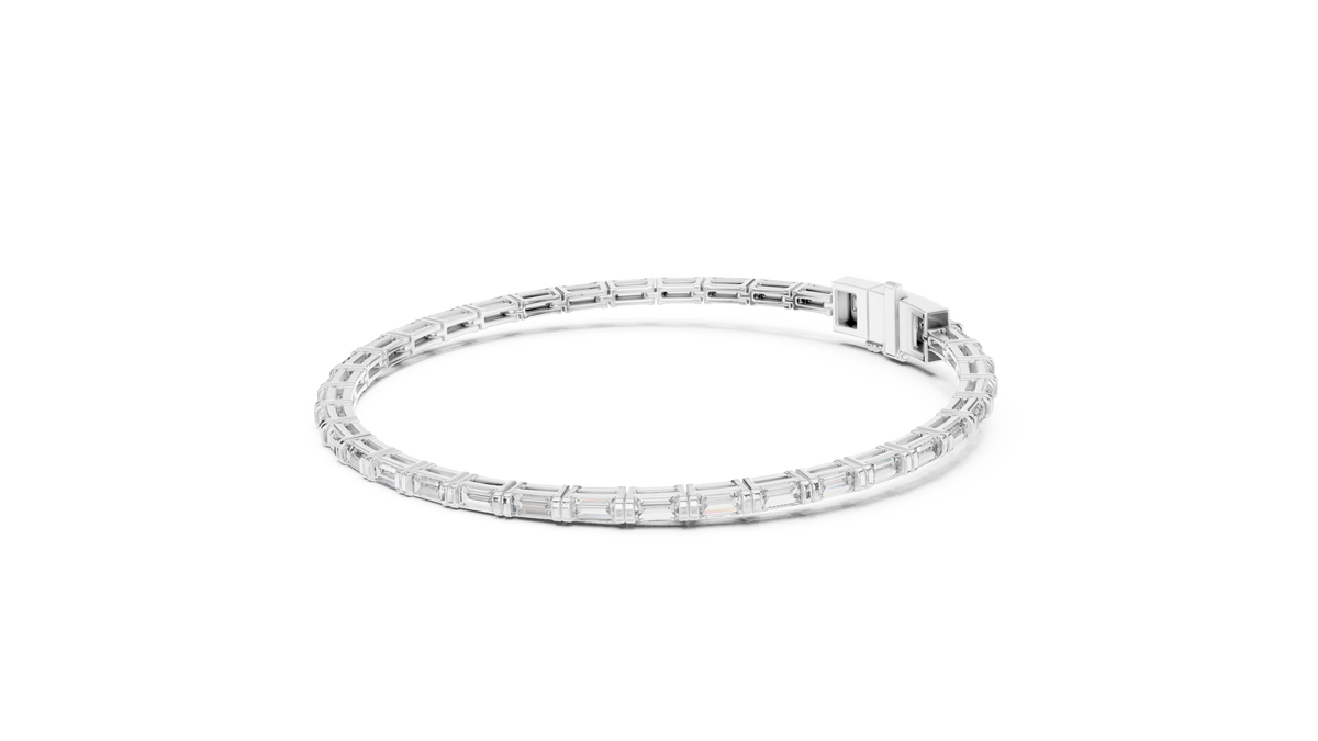 Baguette Lab Grown Diamond Tennis Bracelet, White Gold