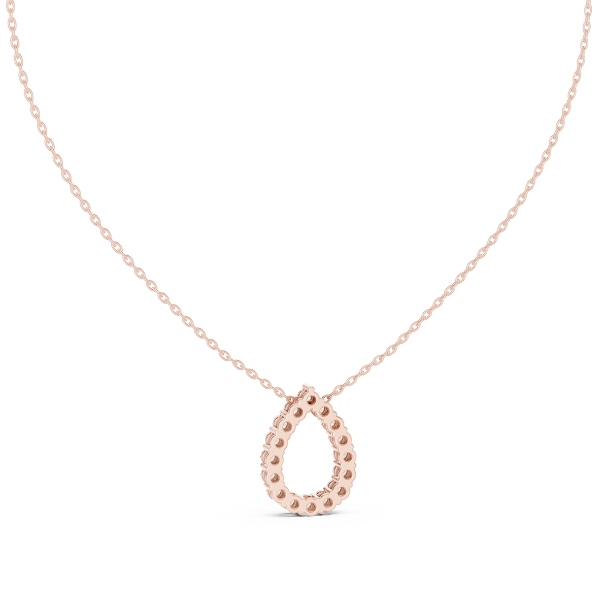 Round Lab Grown Diamond Open Pear Pendant, Rose Gold
