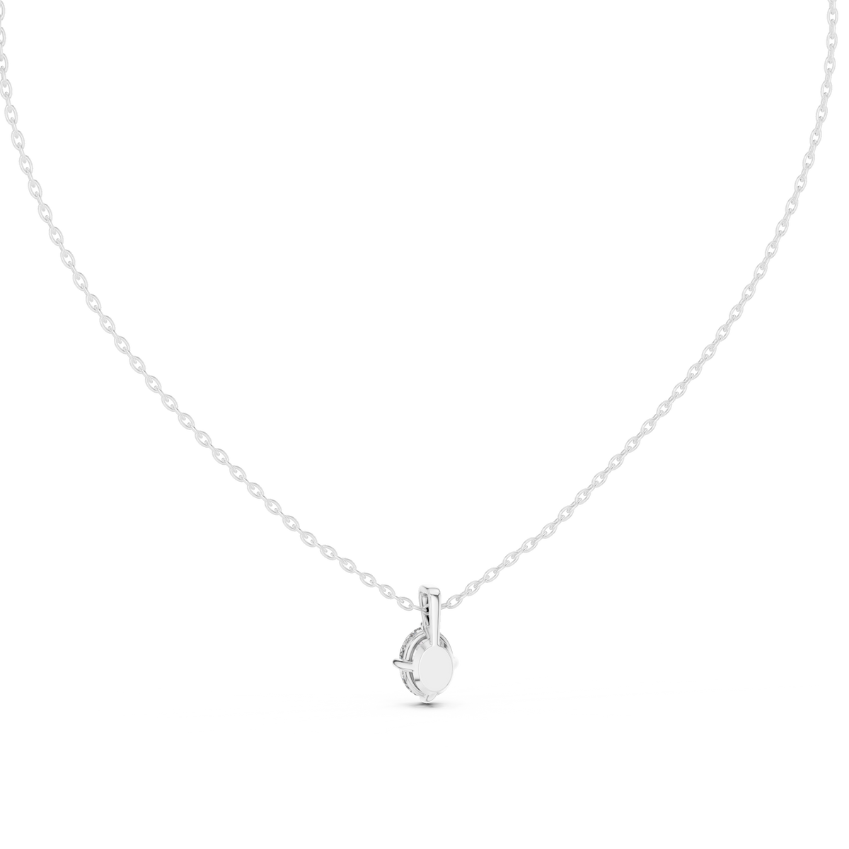 1.00 CT Oval Cut Lab Grown Diamond Solitaire Pendant, White Gold