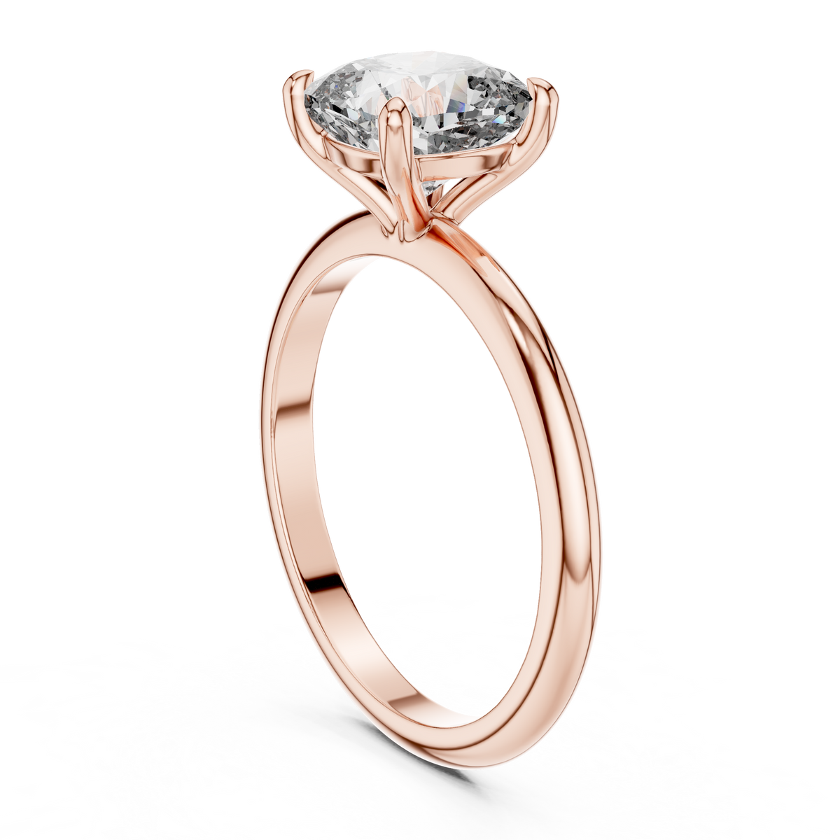 Classic Solitaire 2 Carat Cushion Cut Lab Grown Diamond Ring, Rose Gold