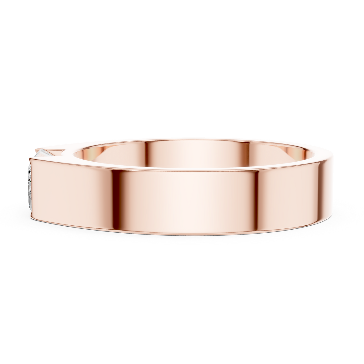Emerald Cut Lab-Grown Diamond Men's Bezel-Set Ring, Rose Gold