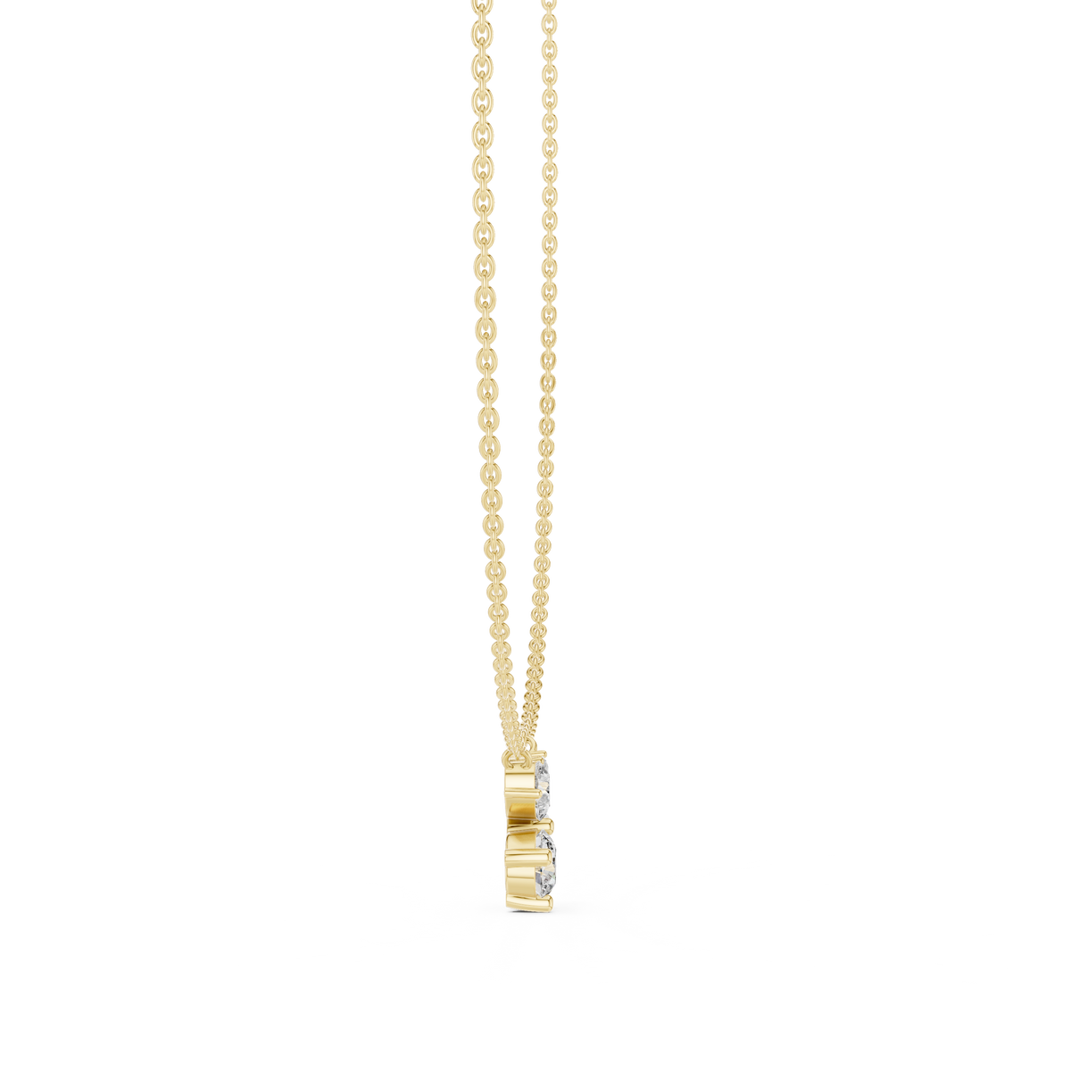 Floral Multi Shape Lab Grown Diamond Pendant, Yellow Gold