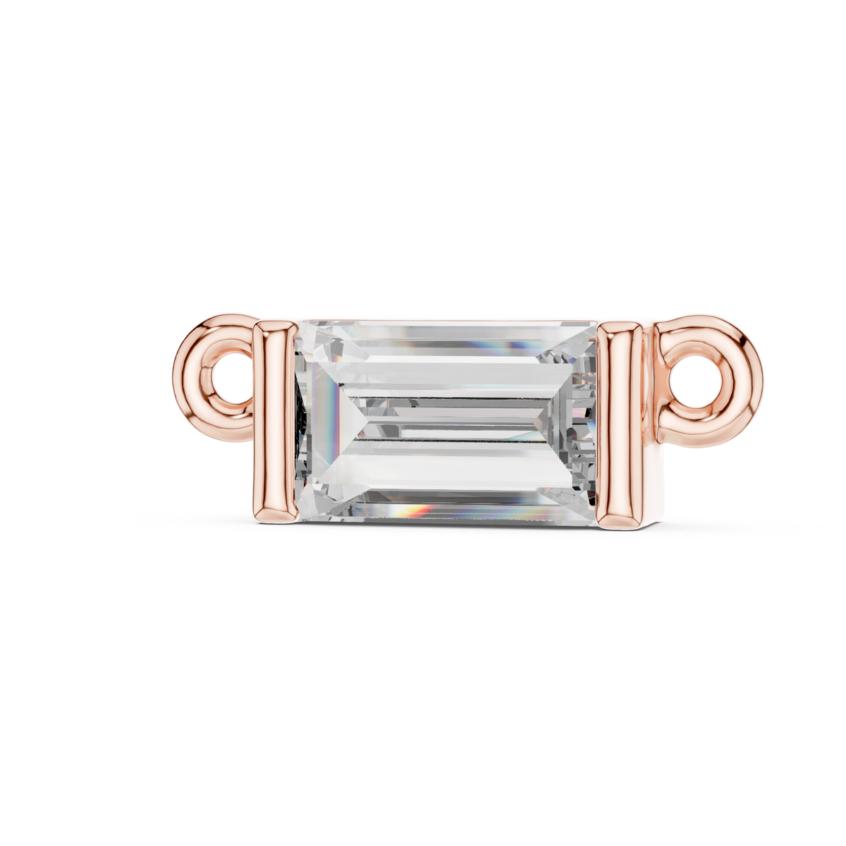 Baguette Lab Grown Diamond Solitaire Pendant, Rose Gold