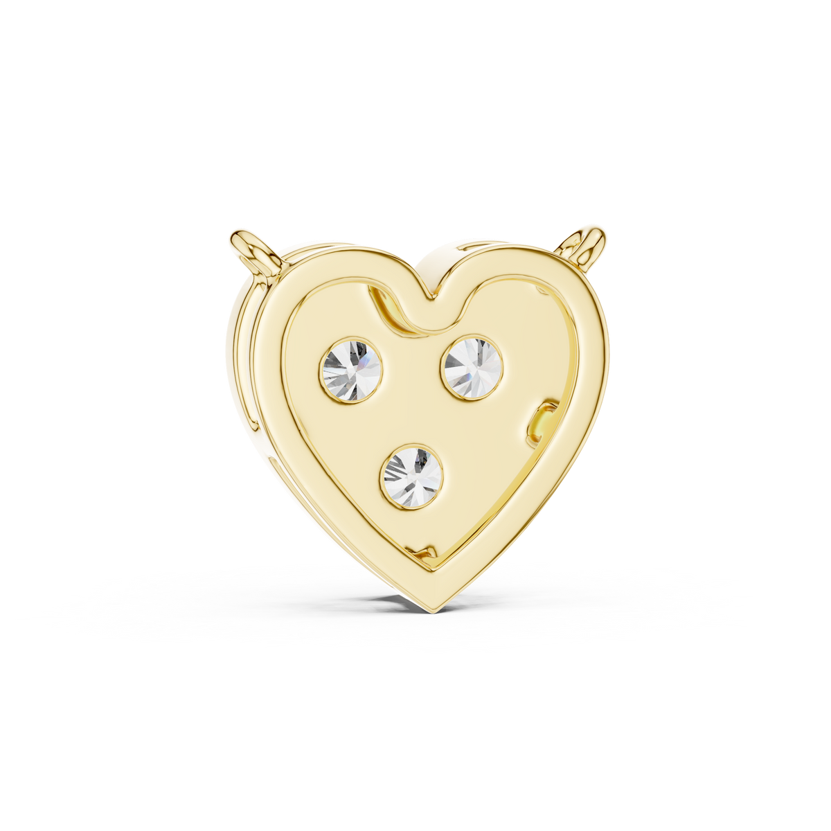 Three Stone Heart Lab Grown Diamond Pendant, Yellow Gold