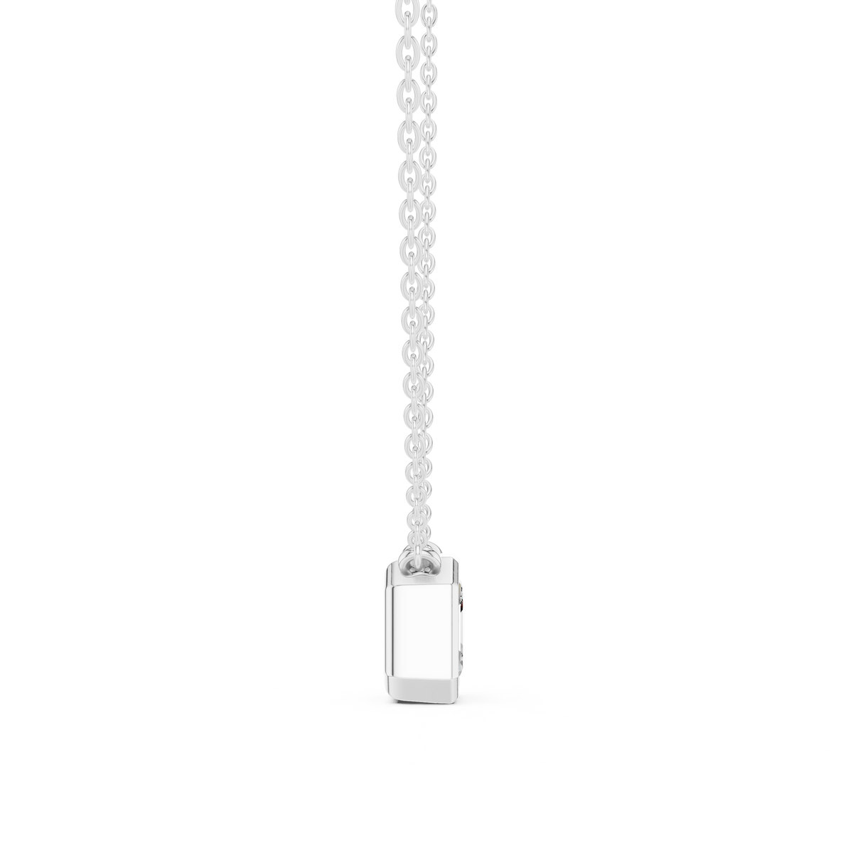 Asscher Cut Bezel Lab Grown Diamond Solitaire Pendant, White Gold