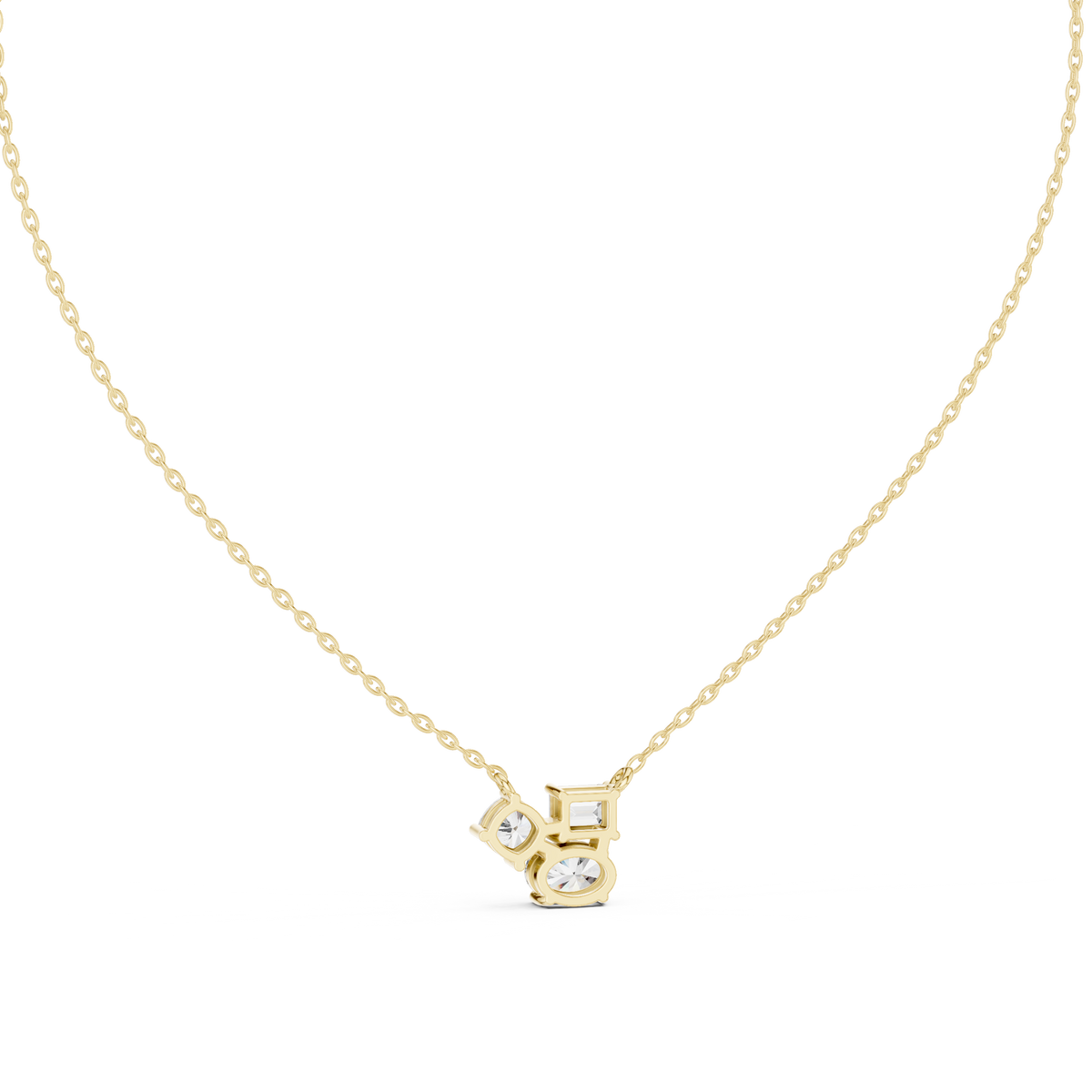 Trio Multi Shape Lab Grown Diamond Pendant, Yellow Gold