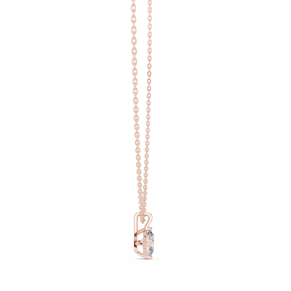1.00 CT Oval Cut Lab Grown Diamond Solitaire Pendant, Rose Gold