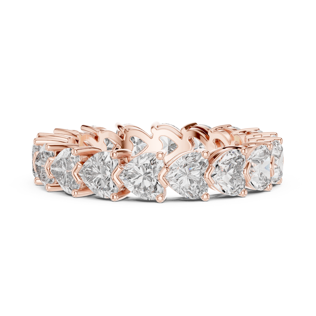 Heart Shape Lab Grown Diamond Eternity Band Ring, Rose Gold