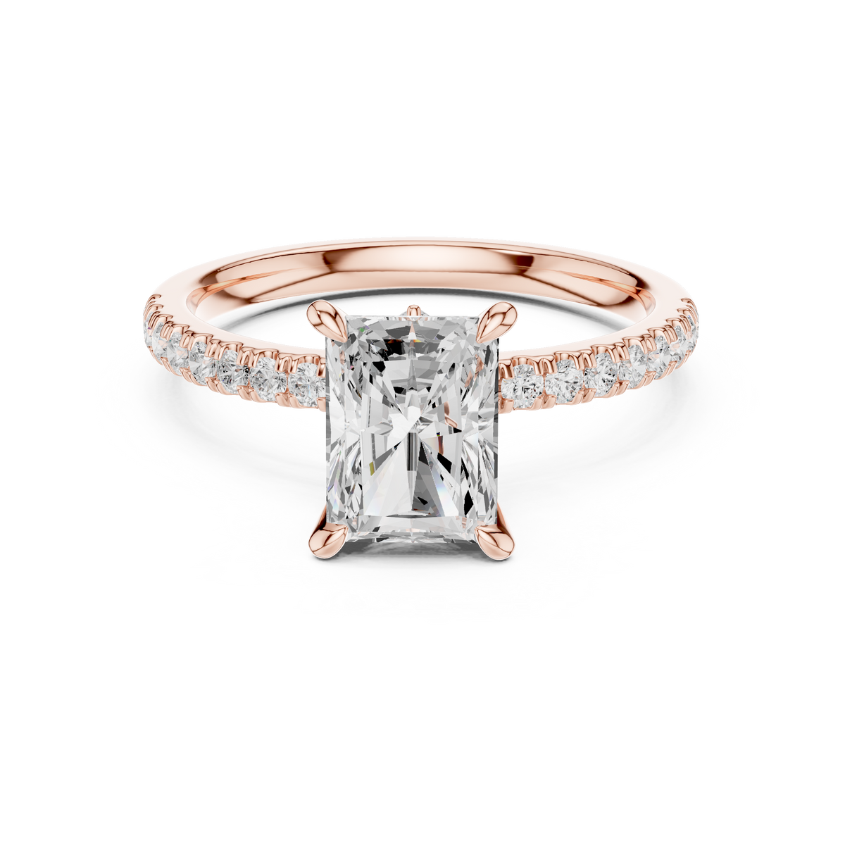 Radiant Cut Lab-Grown Diamond Proposal Ring with Hidden Halo, Rose Gold