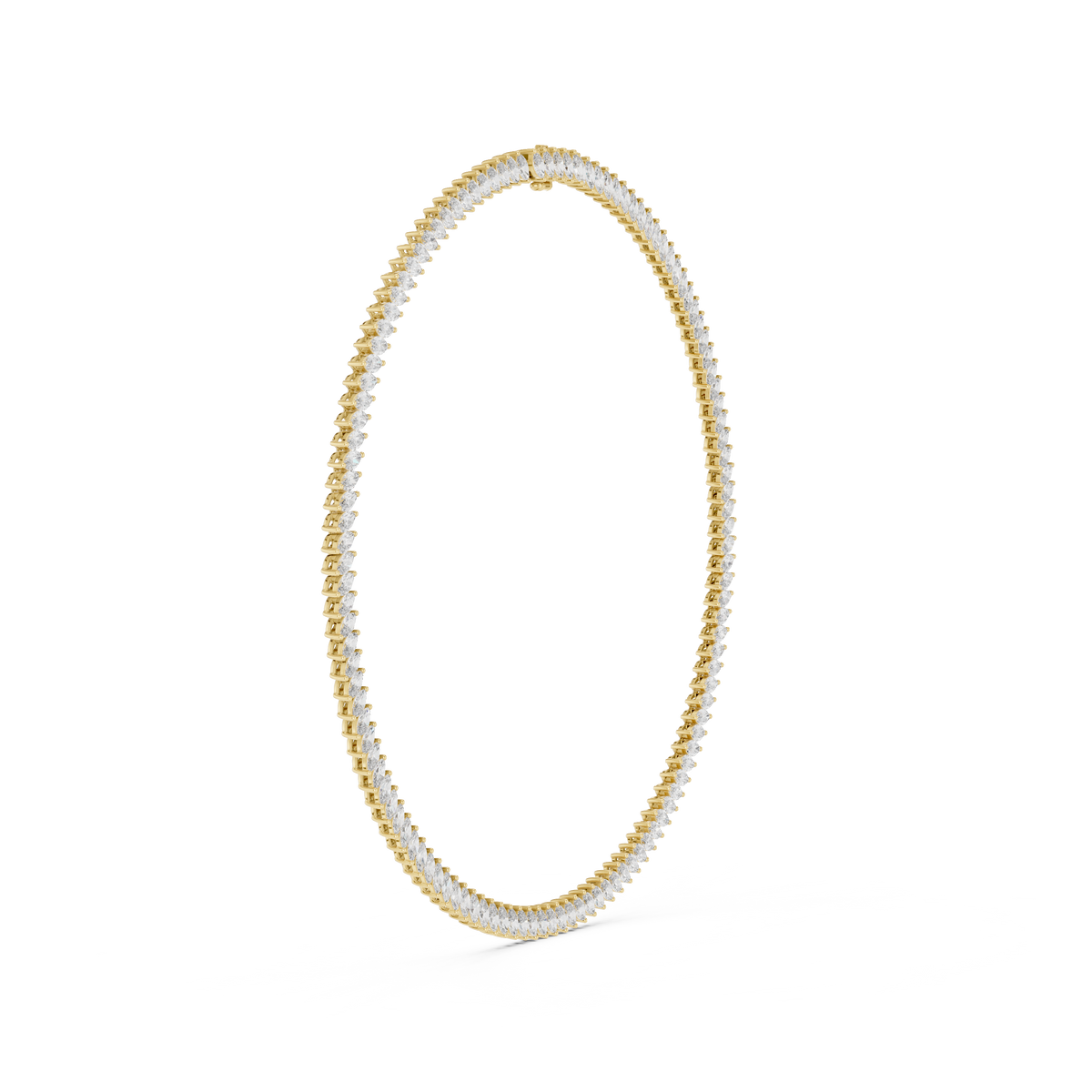 Mariselle Marquise Lab Grown Diamond Tennis Necklace, Yellow Gold