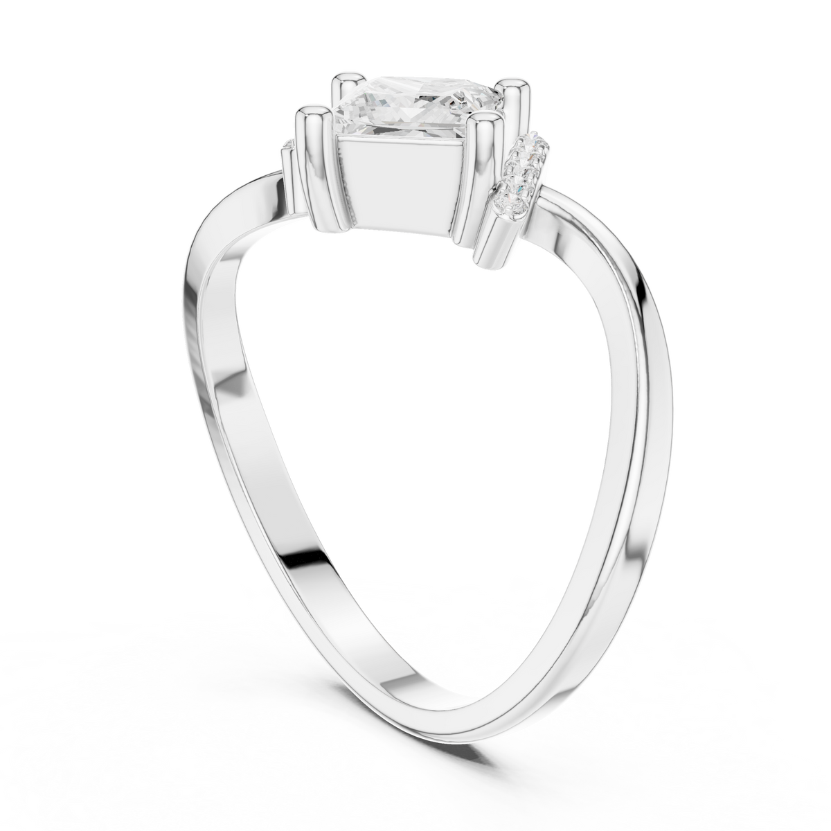 IGI Certified Princess Cut 0.70 CT Lab Grown Diamond Designer Ring, White Gold