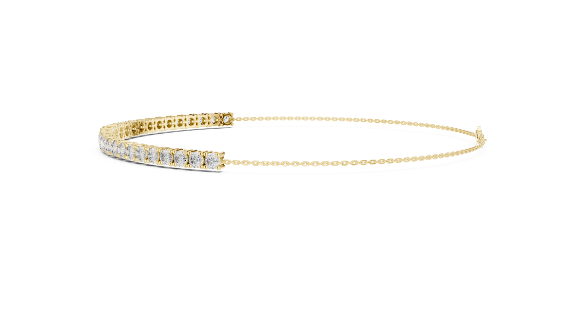 Graduated Round Lab Grown Diamond Tennis Bracelet, Yellow Gold