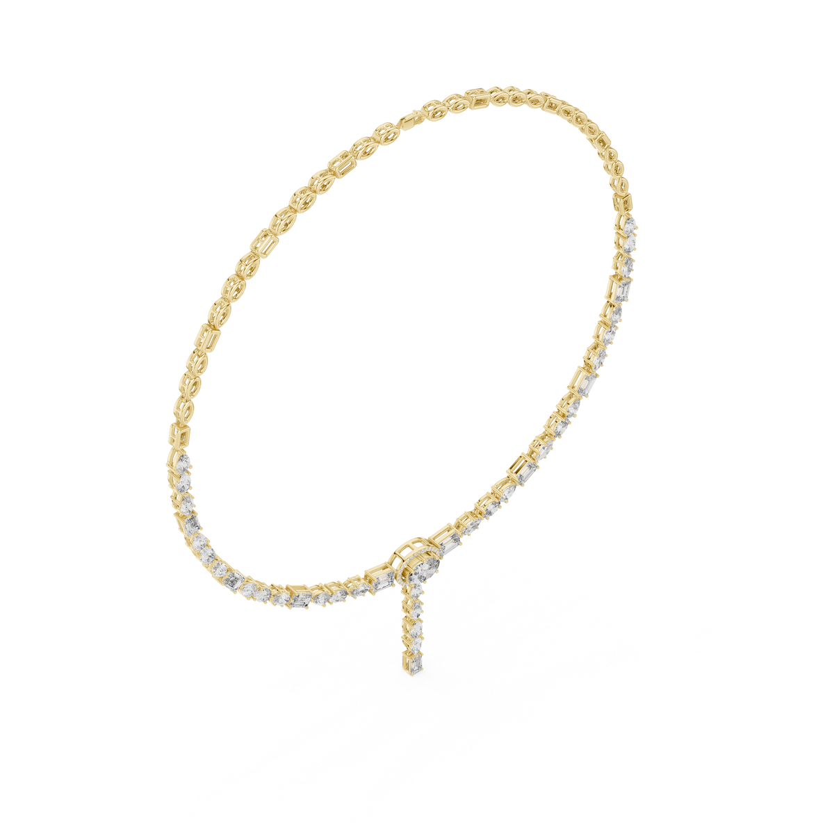 Diamos Lucent Multi-Shape Lab Diamond Necklace, Yellow Gold